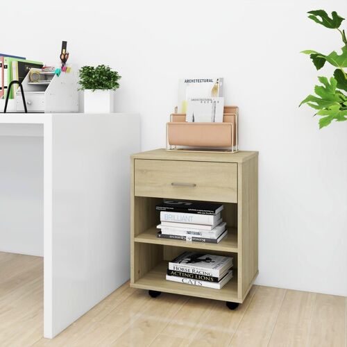 Vidaxl Armoire À Roulettes Chêne Sonoma 46x36x59 Cm Bois D'ingénierie