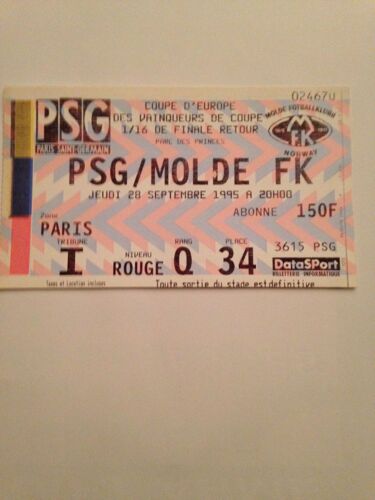 Ticket Psg/Molde Fk Coupe D'europe Des Vainqueurs De Coupe 1/16 De Finale Retour