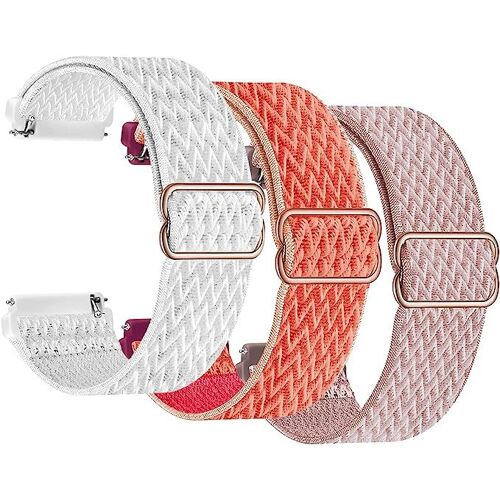 Bracelet Intégré En Nylon À Motif 3 Vagues (Rose Corail, Rose, Blanc), Adapté Au Bracelet Apple Watch 42/44/45/49 Mm, Bracelet Remplaçable