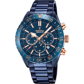 Montre Homme Festina Ceramic En Acier Bleu