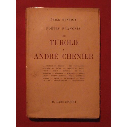 Poète Français, De Turold À André Chenier