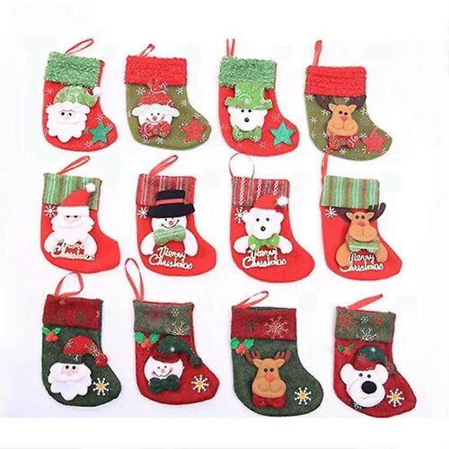 8pcs Fournitures de décoration de Noël Père Noël Petites chaussettes Pendentif Arbre de Noël Pendentif Chaussettes de Noël Sac de Noël