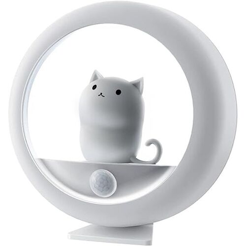 Dessin Animé Chaton Veilleuse Rechargeable Capteur De Mouvement Led Veilleuse Pour Enfants Chambre Salle De Bain Murale Dimmable Bébé Animal Veilleuse Magnétique Maternelle Lampe De Bureau Fille Adult