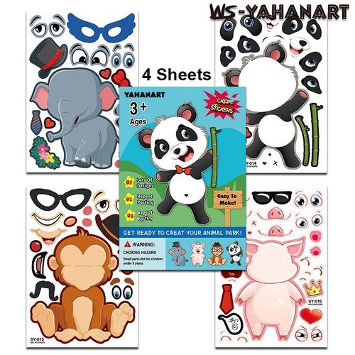 Autocollants De Bricolage Pour Enfants, Puzzle, Jeu, Animal, Zoo, Dinosaure, Requin, Princesse, Assemblage, Puzzle, Reconnaissance De Bébé, Formation, Jouets Éducatifs, Réutilisables