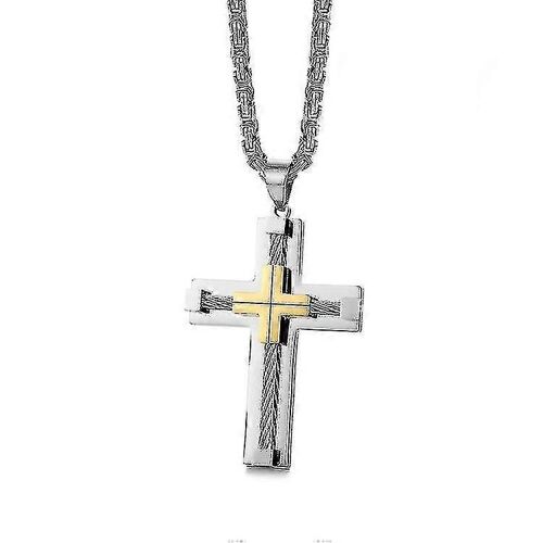 Pendentif Croisé Collier Adolescents Chaîne En Acier Inoxydable Hommes Accessoires Bijoux
