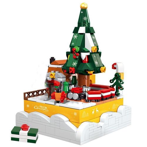 Blocs De Construction En Pain D'épice, Ville, Village D'hiver, Arbre De Noël, Père Noël, Maison, Bricolage, Rêve Technique, Boîte À Musique, Briques, Jouets, 2021