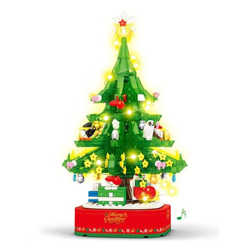 Arbre De Noël À Monter Soi-Même, 2021, Ville, Village D'hiver, Père Noël, Boîte À Musique, Bloc De Construction, Modèle Moc, Briques, Jouets, Cadeaux