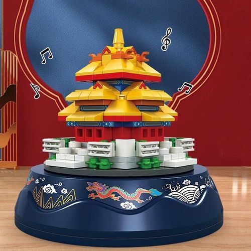 Blocs De Construction En Briques À Monter Soi-Même, Vue Sur La Rue, Ancien Bâtiment Chinois, Palais Médiéval, Boîte À Musique, Modèle Moc, Jouets, 2021