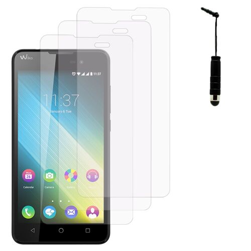 Wiko Lenny 2: Lot / Pack De 3x Films De Protection D'écran Clear Transparent + 1 Mini Stylet Tactile