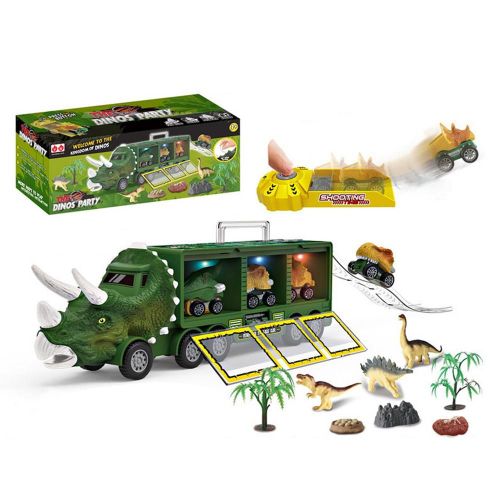 Camion Conteneur De Dinosaures Jouet Voiture De Transport De Dinosaures Avec Lumière Et Musique 3 Véhicules De Dinosaures Détachables Et 3 Jouets Portables De Dinosaures