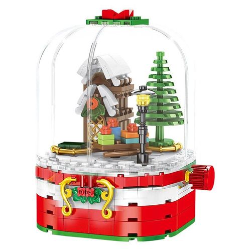 Blocs De Construction, Ville, Village D'hiver, Arbre De Noël, Père Noël, Maison En Pain D'épices, Boîte À Musique, Briques, Jouets Pour Enfants, 2021