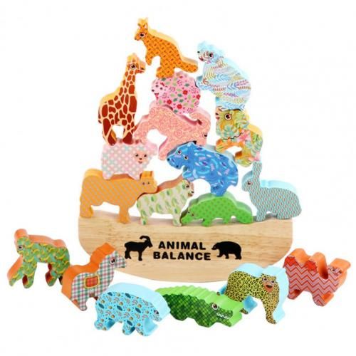 Blocs De Construction En Bois Pour Enfants, Jeu De Bateau À Empiler, Équilibre Animal Élevé, Éducation Précoce, Jouets Cadeaux Pour Magasin
