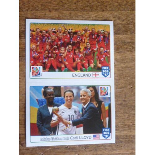 Images 60 Et 61 Autocollantes Fifa 365 Panini 2016 -England- Adidas Golden Ball Carli Lloyd-