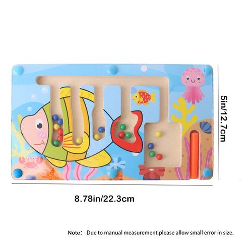 Labyrinthe Magnétique En Bois En Forme D'animaux,Jouets De Labyrinthe,Jouets Précoces,Stylo Magnétique,Perles De Conduite,Jeu Coule - Type Fish