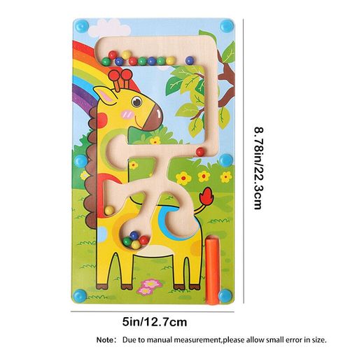Labyrinthe Magnétique En Bois En Forme D'animaux,Jouets De Labyrinthe,Jouets Précoces,Stylo Magnétique,Perles De Conduite,Jeu Coule - Type Giraffe