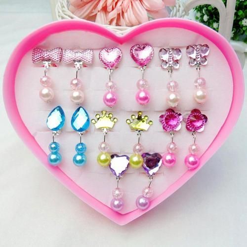 Boucles D'Oreilles En Fausse Perle Pour Filles, 7 Paires, Clip D'Oreille, Non Piercing, Bijoux Princesse