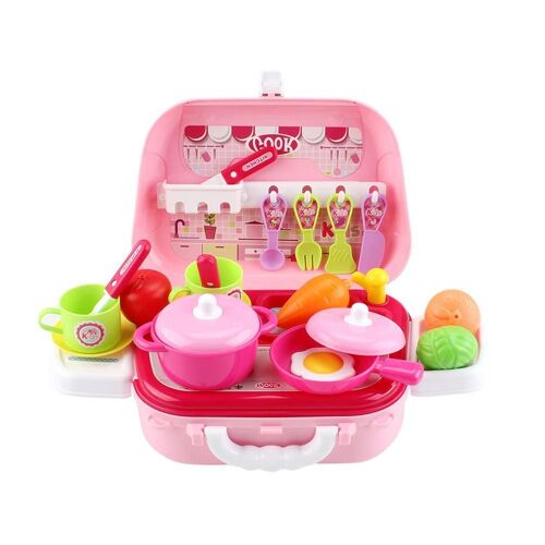 Jouets De Cuisine Pour Enfants, 27 Pièces/Ensemble, Vaisselle Avec Valise, Jouet Pour Enfants