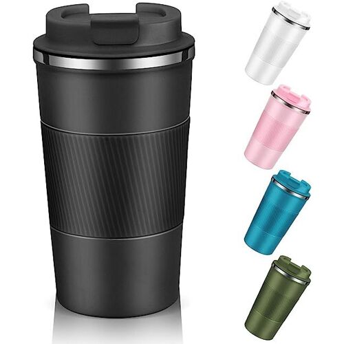 Gobelet De Voyage Portable En Acier Inoxydable (Noir) Avec Couvercle Étanche, Tasse À Café/Boissons Froides Et Chaudes Isolées Et Réutilisables, Tasse À Café De Voyage Portable Isolée En Acier Inoxyda