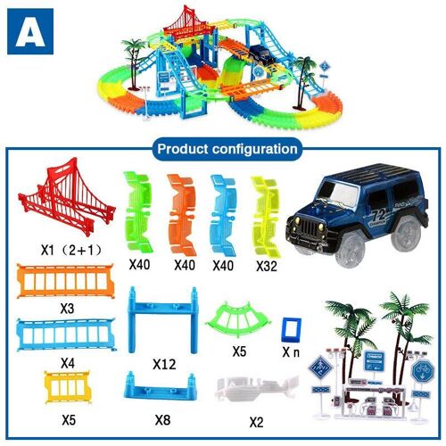 Ensemble de jeu de piste de course magique pour enfants, 2Types de pistes de chemin de fer, bricolage, piste de course lumineuse, Flash électronique, jouets de voiture pour enfants