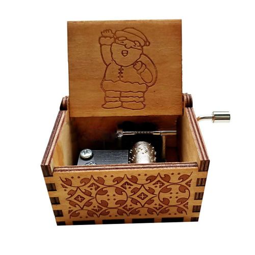 Boîte À Musique Classique Portable En Bois, Père Noël, Décoration De Table, Collection Artisanale
