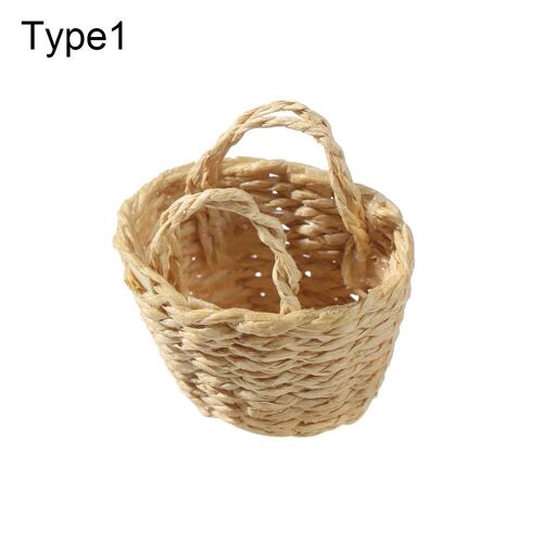 Décoration Miniature De Maison De Poupée, Panier De Stockage De Légumes Et D'aliments En Rotin, Cadre En Fer Mignon, Meubles De Maison De Poupée 1:12, Jouets Pour Enfants