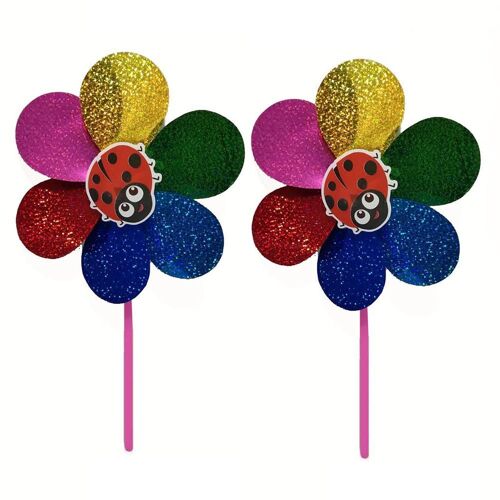 Moulin À Vent À Paillettes Colorées 2 En 1, Décoration De Jardin Maison, Jouet Pour Enfants, 2 Pièces