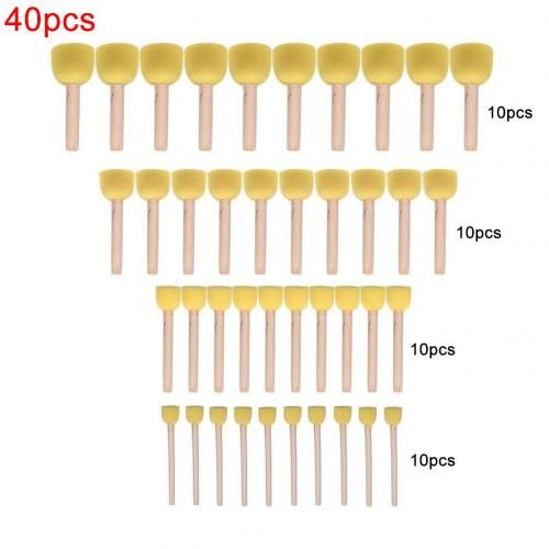 Brosse À Peinture Éponge En Mousse Pour Enfants, Outils De Dessin, Jouet De Peinture, Bricolage, 40 Pièces/Ensemble