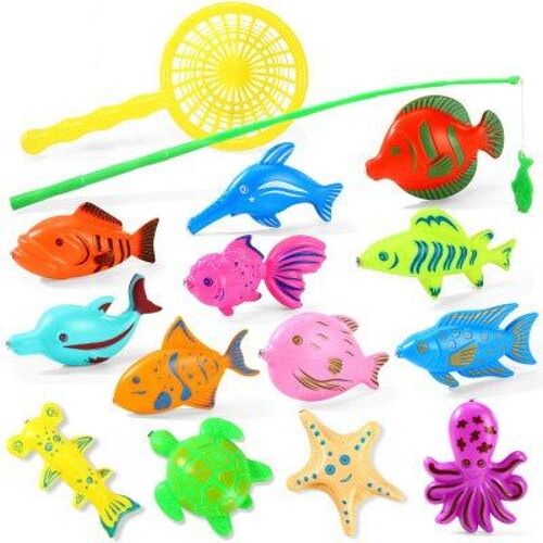 Ensemble De Jouets De Pêche Magnétiques Pour Enfants, Avec Filet De Piscine Gonflable, Canne À Pêche Magnétique, Jeux Classiques Amusants, Cadeau Pour Enfants, 18-52 Pièces