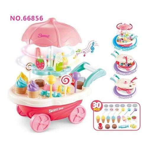 Chariot D'achat Icecream, Voiture À Bonbons Avec Lumière Musicale, Jouets De Cuisine, Simulation, Jouets Bricolage Gâteau, Cadeau Pour Enfants