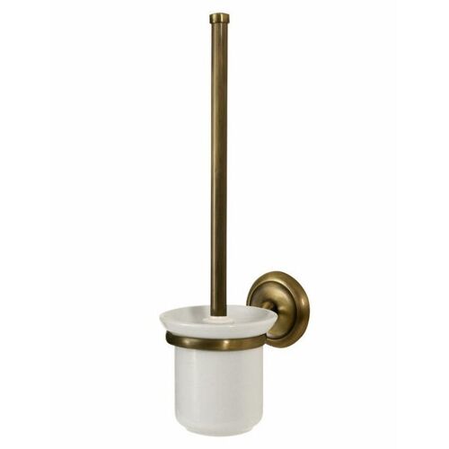 Ecru Rétro salle de bains laiton antique céramique monté tasse + brosse de nettoyage des toilettes