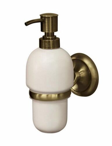 Ecru Retro salle de bains en laiton antique poignée murale + distributeur de savon liquide en céramique