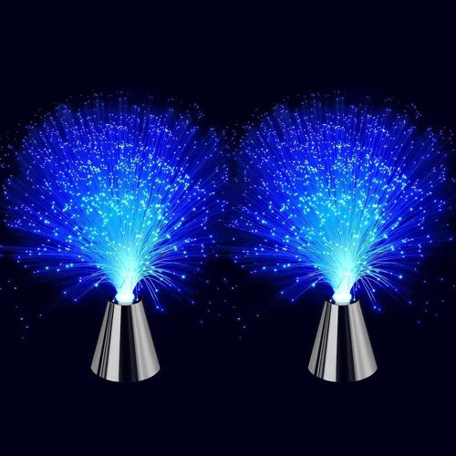 Lampe À Fibre Optique ? Lampe À Fibre De Glace Avec Batterie/Base Conique, Veilleuse D'ambiance Apaisante À Changement De Couleur Led (Lot De 2)