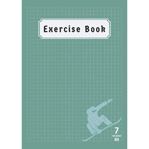 A4 Exercise Book Squared 7mm: Squared Paper Notebook 7mm Maths ( Mathematics ) Science For Boys Kids Back To School Class Records & Lesson | 100 Pages | Green