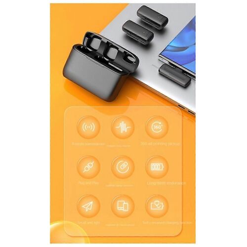 Mini micros-cravate sans fil Plug and Play Réduction du bruit Auto Sync Lapel Mic Live Stream,Vl