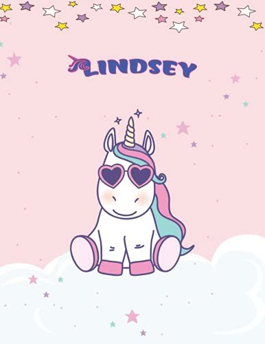 Lindsey: Unicorn Notebook Personal Name Wide Lined Rule Paper | Notebook The Notebook For Writing Journal Or Diary Women & Girls Gift For Birthday, For Student | 162 Pages Size 8.5x11inch