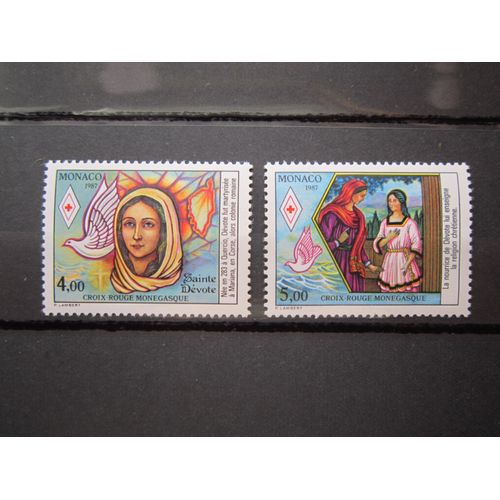Monaco. Timbres N° 1594 Et 1595 (1987). Croix Rouge Monegasque. Vie De Sainte Devote.