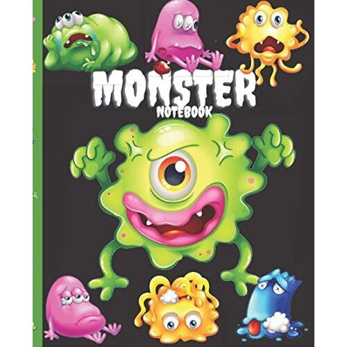 Monster Notebook: Cute Monster Notebook For Kids 180 Wide Ruled Paper With Extra Space For Draw And Coloring Monster Corner Home School, Teens, Kids ... Girls, Unicorn Home School, Perfect Gift)