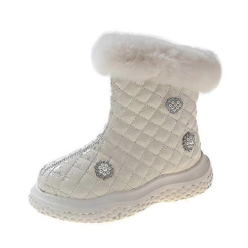 Femmes Bottes De Neige D'hiver Chaussures Résistances À L'eau Antidérapant Décontracté Botte En Coton Léger-Blanc-Adulte-39-Femme