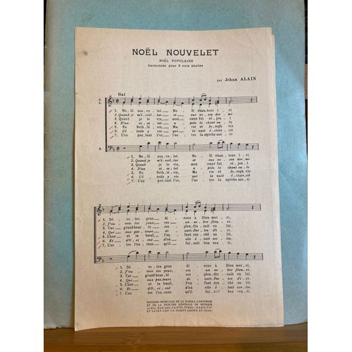 Jehan Alain Noel Nouvelet Pour 3 Voix Mixtes Partitions Éditions Schola Cantorum