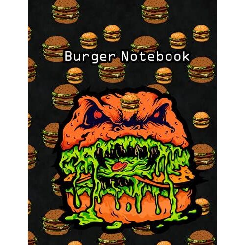 Burger Notebook: Pretty Burger Pattern College Ruled Composition Notebook For Kids Teens. Awesome Gifts For Fast Food Lover. Ideal For School College Students For Writing