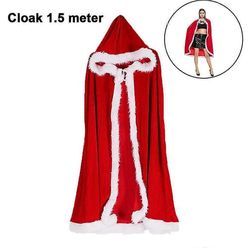 Noël Halloween Costumes Manteau Mme Claus Santa Noël Velours À Capuche Cape Robe