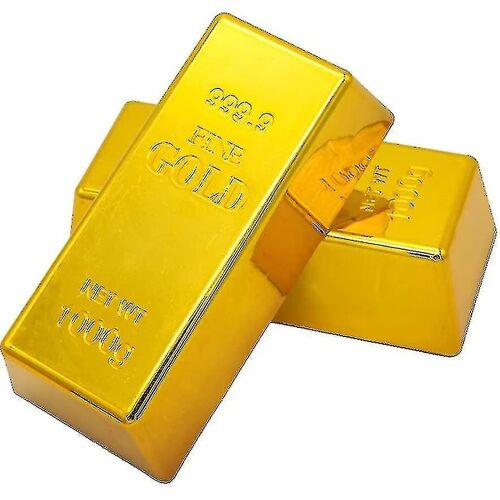 2pcs Faux Or Bar Faux Golden Brick Réplique Décorations Réaliste Or Bar Brique Prop Film Prop Nouveauté Cadeau Blague