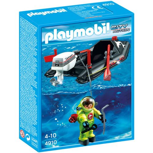 Playmobil City Action 4910 - Bateau Pneumatique Avec Scaphandrier