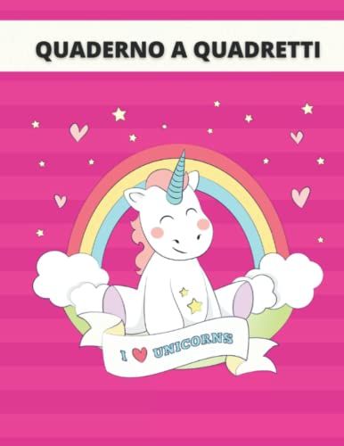 Quaderno A Quadretti Unicorno: Quaderno Bambina 100 Pagine, Formato A4 10mm, Adatto Per Scuola Elementare E Come Regalo