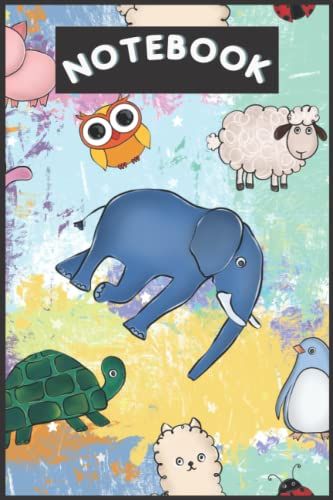 Notebook: Cute Animals Pattern 120 Pages Wide Ruled Paper Notebook For School, Kids, Students, Girls, Teens