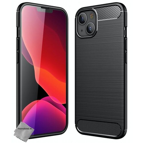 Coque Pour Apple Iphone 13 / 14 - Housse Etui Silicone Gel Carbone + Verre Trempe - Noir