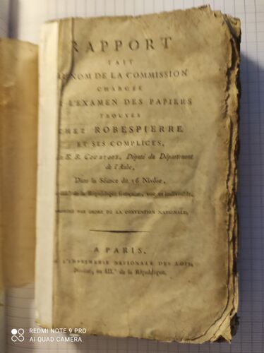 Rapport Fait Au Nom De La Commission Chargée De L¿Examen Des Papiers Trouvés Chez Robespierre Et Ses Complices Par E. B. Courtois, Député Du Département De L¿Aube, Dans La Séance Du 16 Nivôse, An Iii(...)