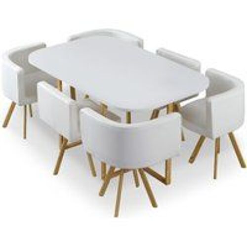Table et chaises Blanc et Simili Blanc BRANCO