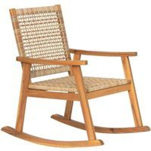 Rocking Chair Intérieur Extérieur Marron En Acacia Et Corde