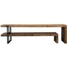 Meuble Tv 2 Niveaux Bois De Teck Recyclé  Et Métal - Siana